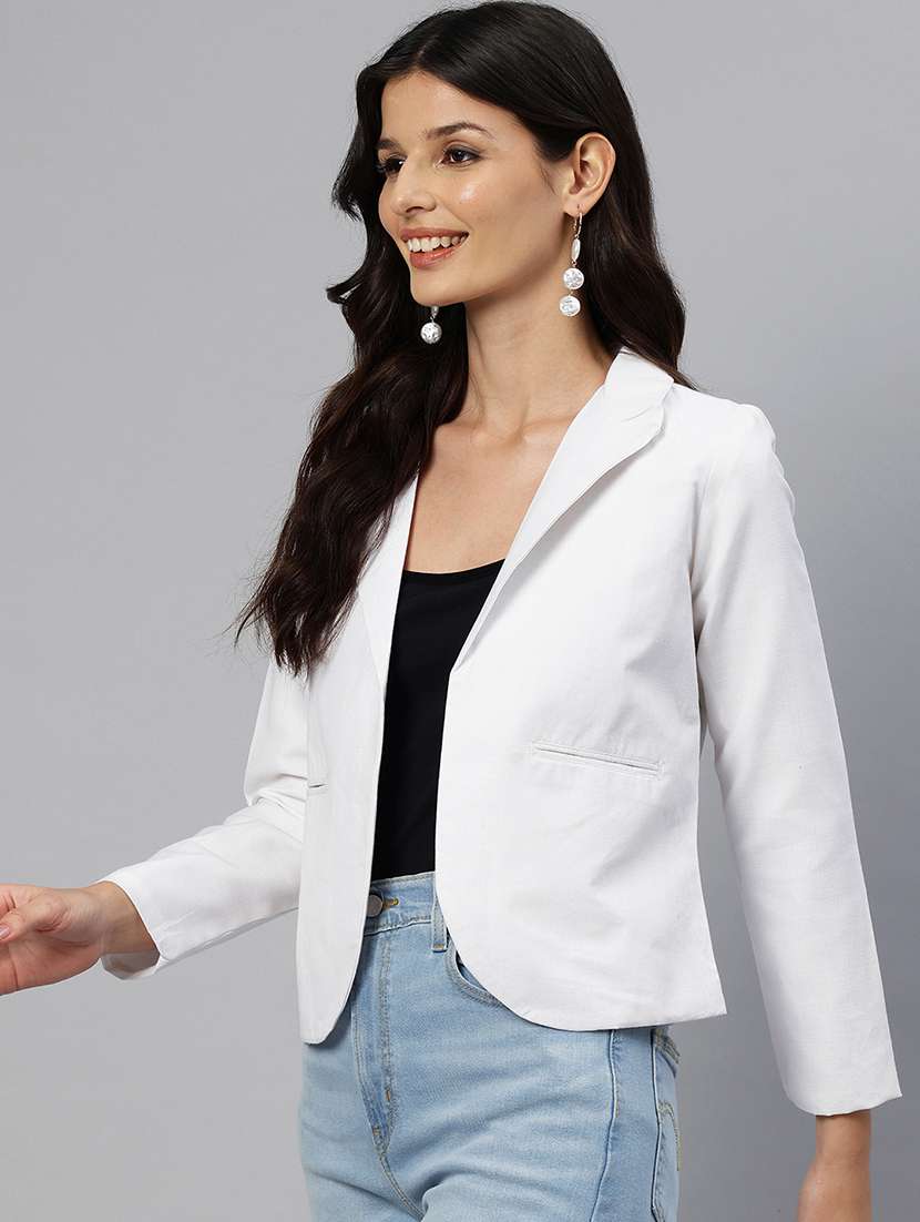 women solid long sleeve single breasted blazer - 21529697 -  Standard Image - 1