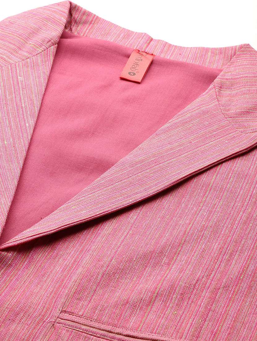 women striped long sleeve single breasted blazer - 21529698 -  Standard Image - 6