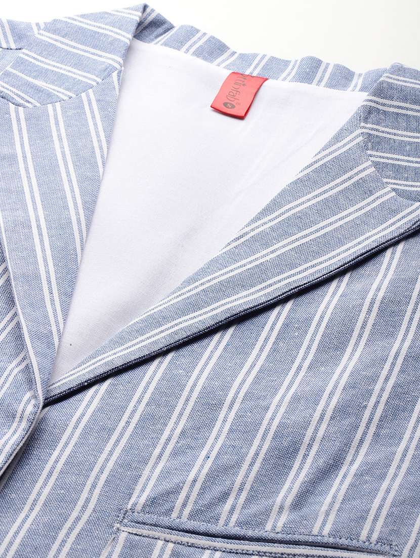 women striped long sleeve single breasted blazer - 21529699 - Standard Image - 6
