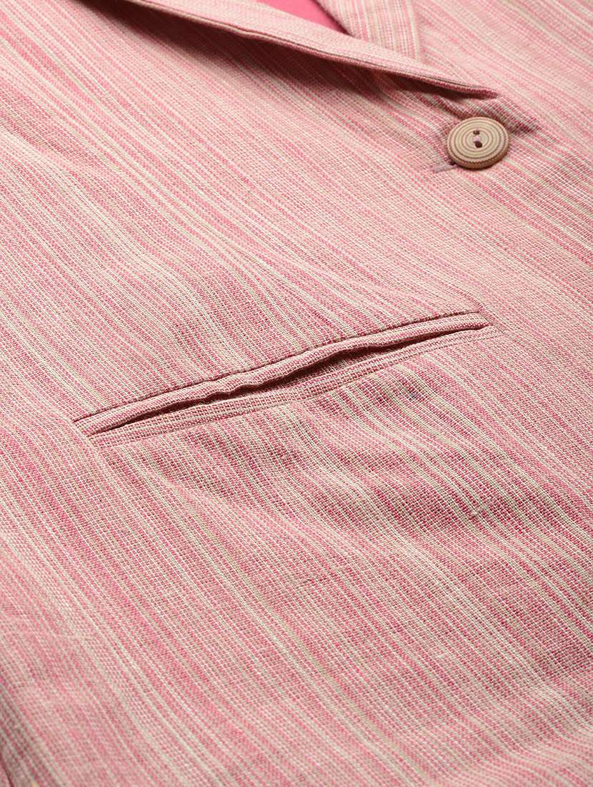 women striped long sleeve single breasted blazer - 21529700 -  Standard Image - 4