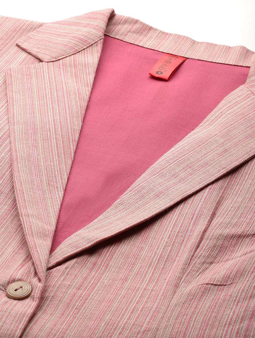 women striped long sleeve single breasted blazer - 21529700 -  Standard Image - 6