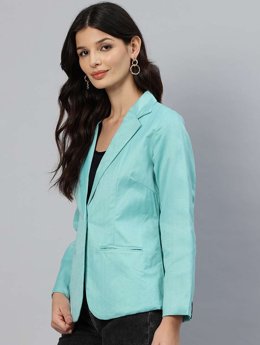 women solid long sleeve single breasted blazer - 21529704 -  Standard Image - 1