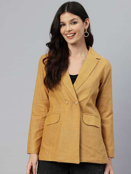 women solid long sleeve double breasted blazer - 21529710 -  Standard Image - 0