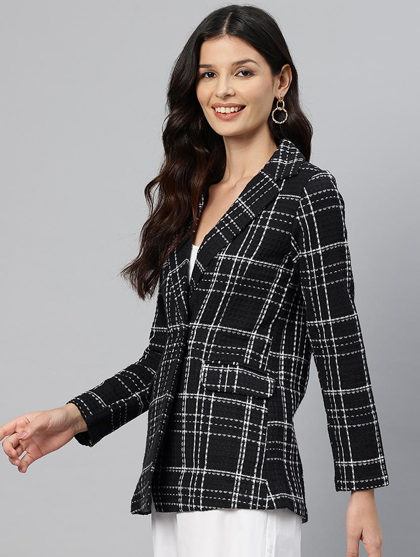 women checkered long sleeve double breasted blazer - 21529711 -  Standard Image - 1