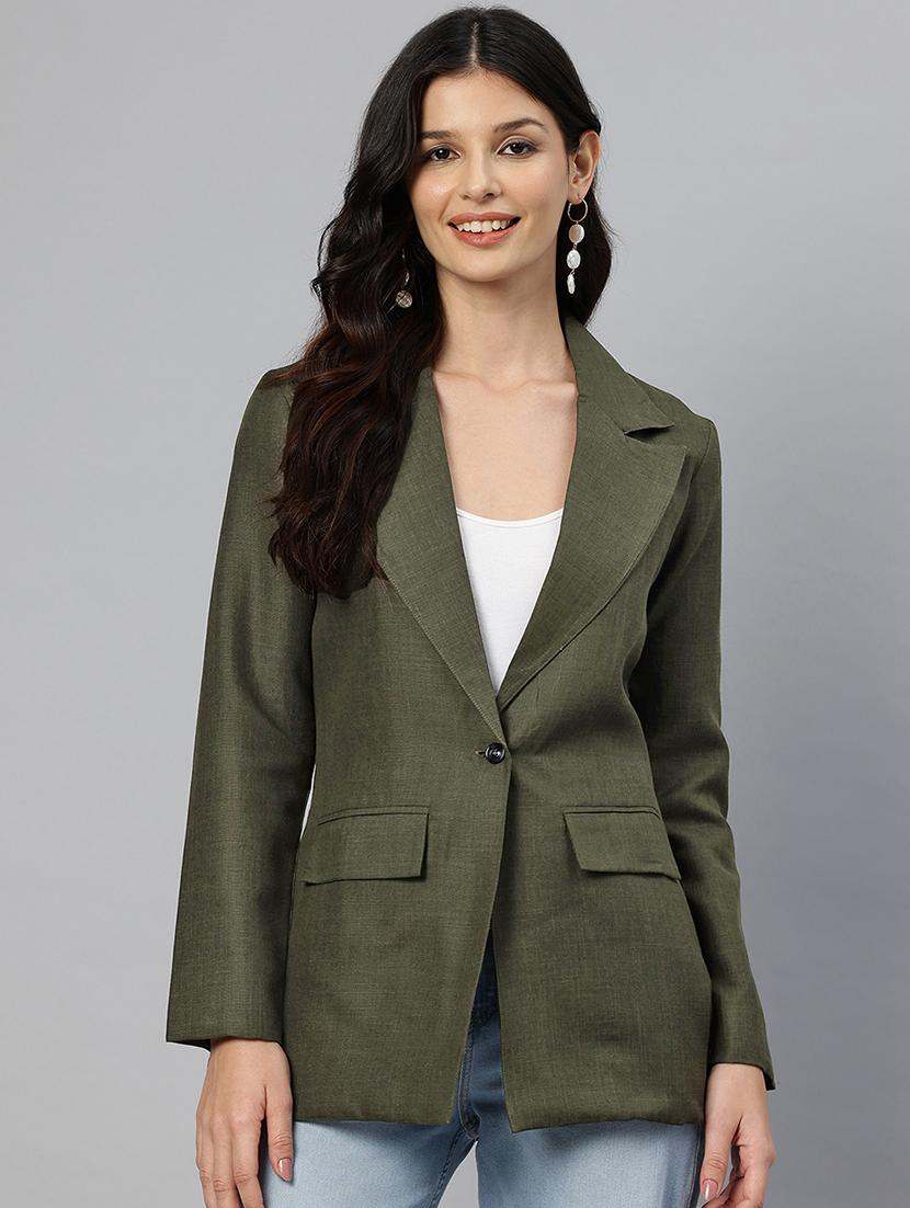 women solid long sleeve single breasted blazer - 21529713 - Zoom Image - 0