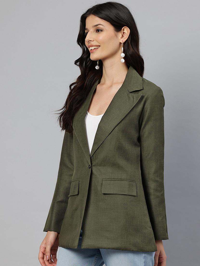 women solid long sleeve single breasted blazer - 21529713 - Standard Image - 1