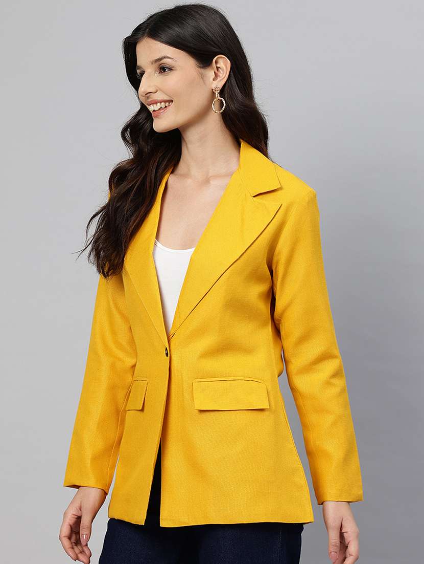 women solid long sleeve single breasted blazer - 21529714 -  Standard Image - 1