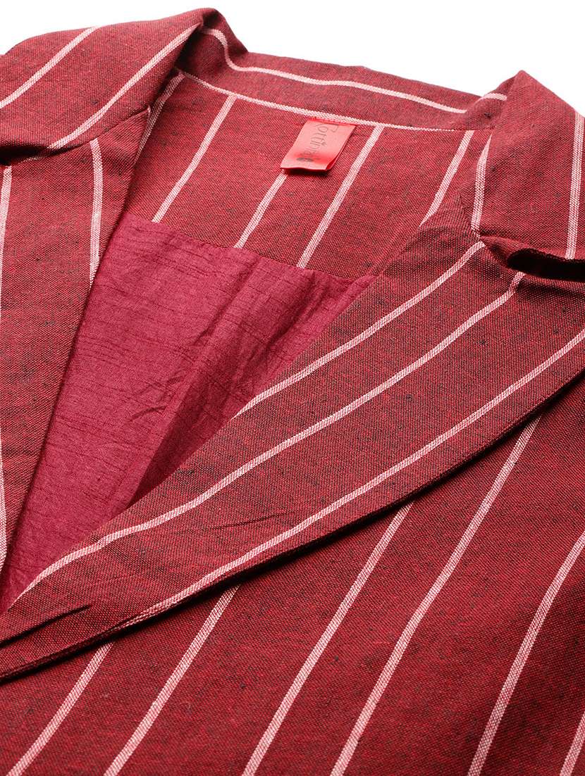 women striped long sleeve single breasted blazer - 21529716 -  Standard Image - 6