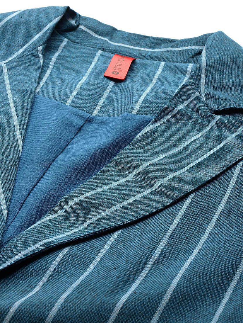 women striped long sleeve single breasted blazer - 21529717 - Standard Image - 6