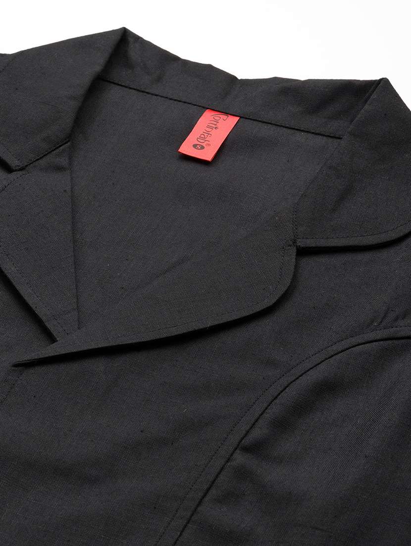 women solid long sleeve lapel collar formal blazer - 21529724 - Standard Image - 6