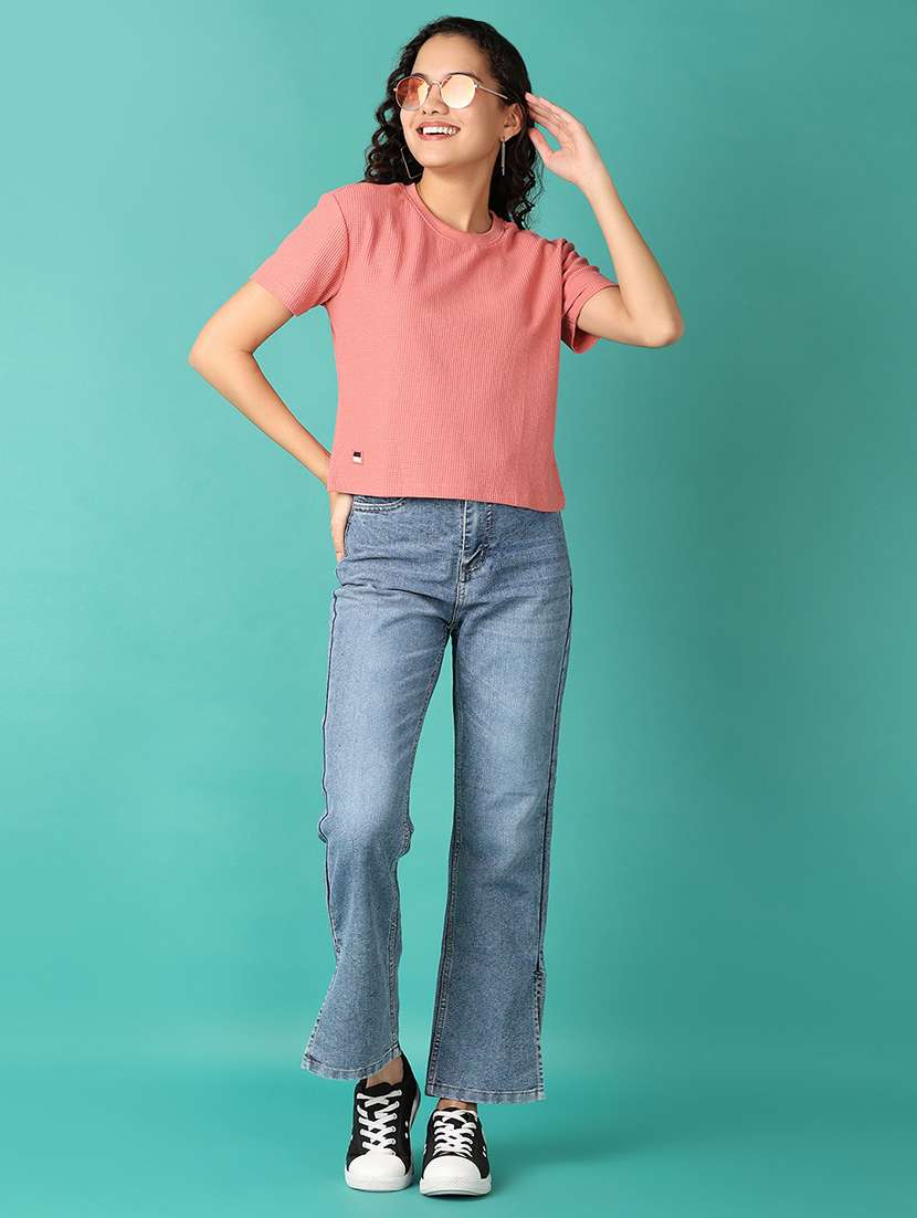women solid short sleeve t-shirt - 21529787 - Standard Image - 4