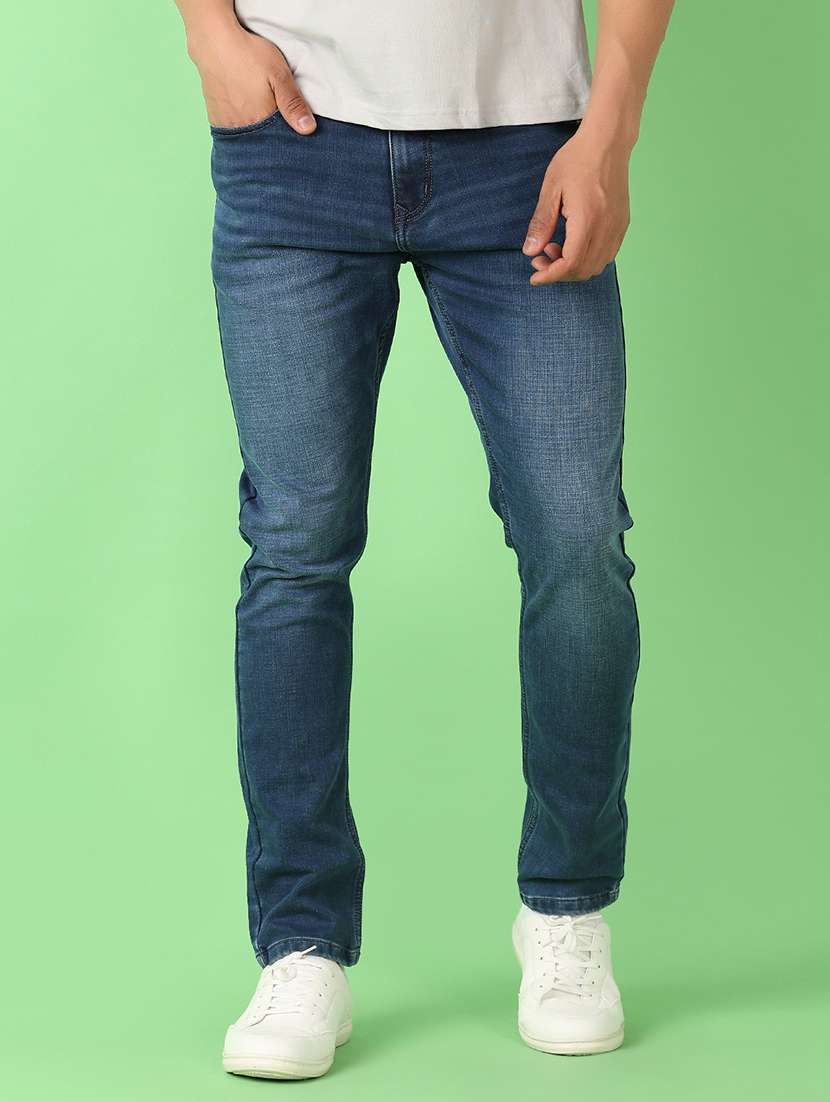 men plain mid rise denim jean - 21529880 -  Standard Image - 1