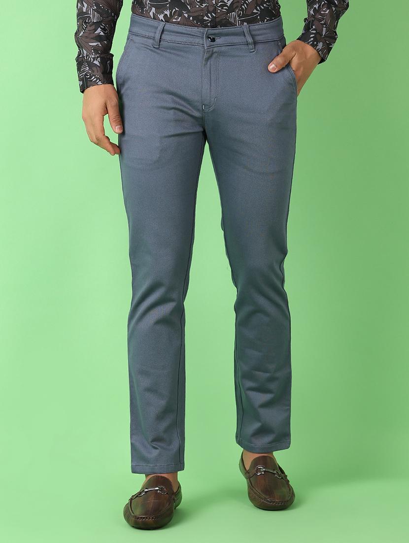 men mid rise solid chinos