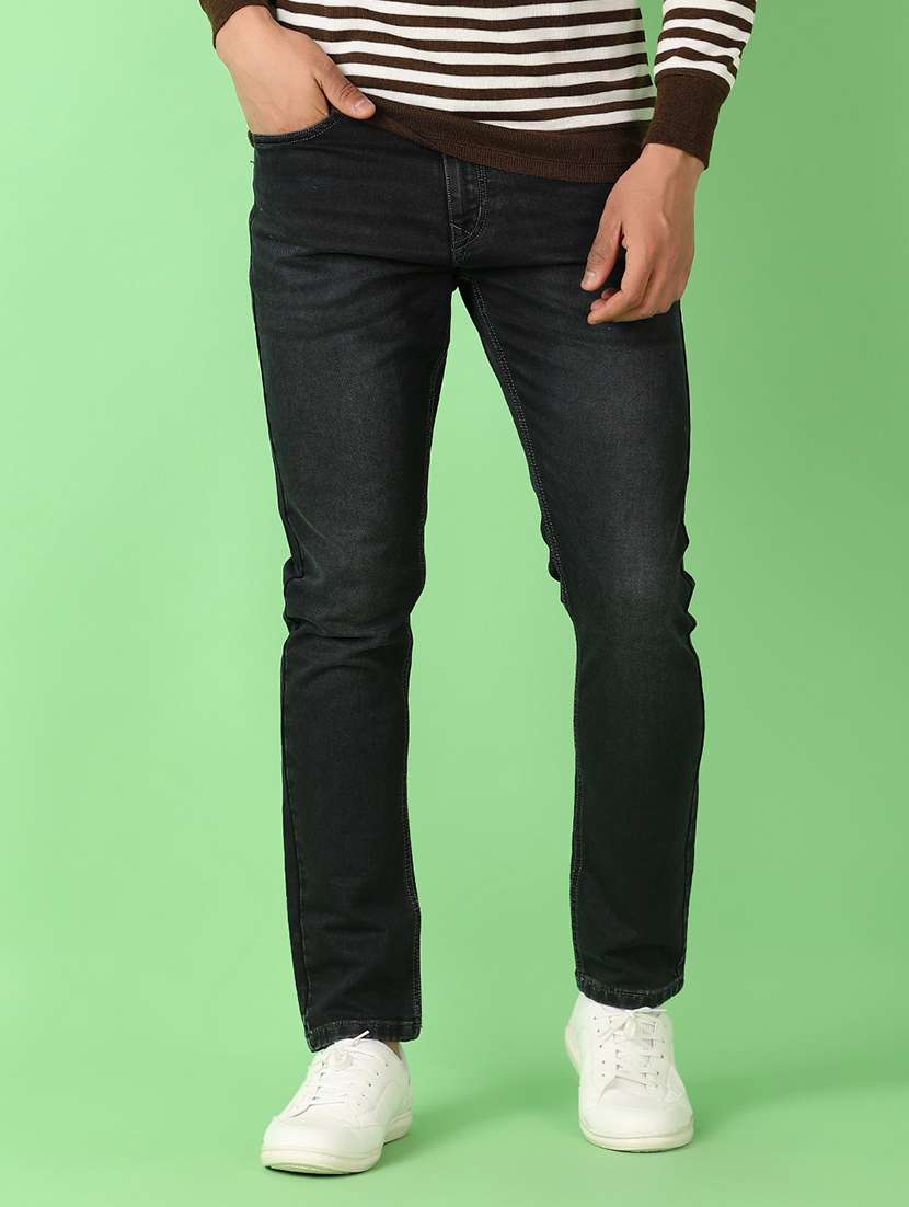 men plain mid rise denim jean - 21529913 - Standard Image - 1