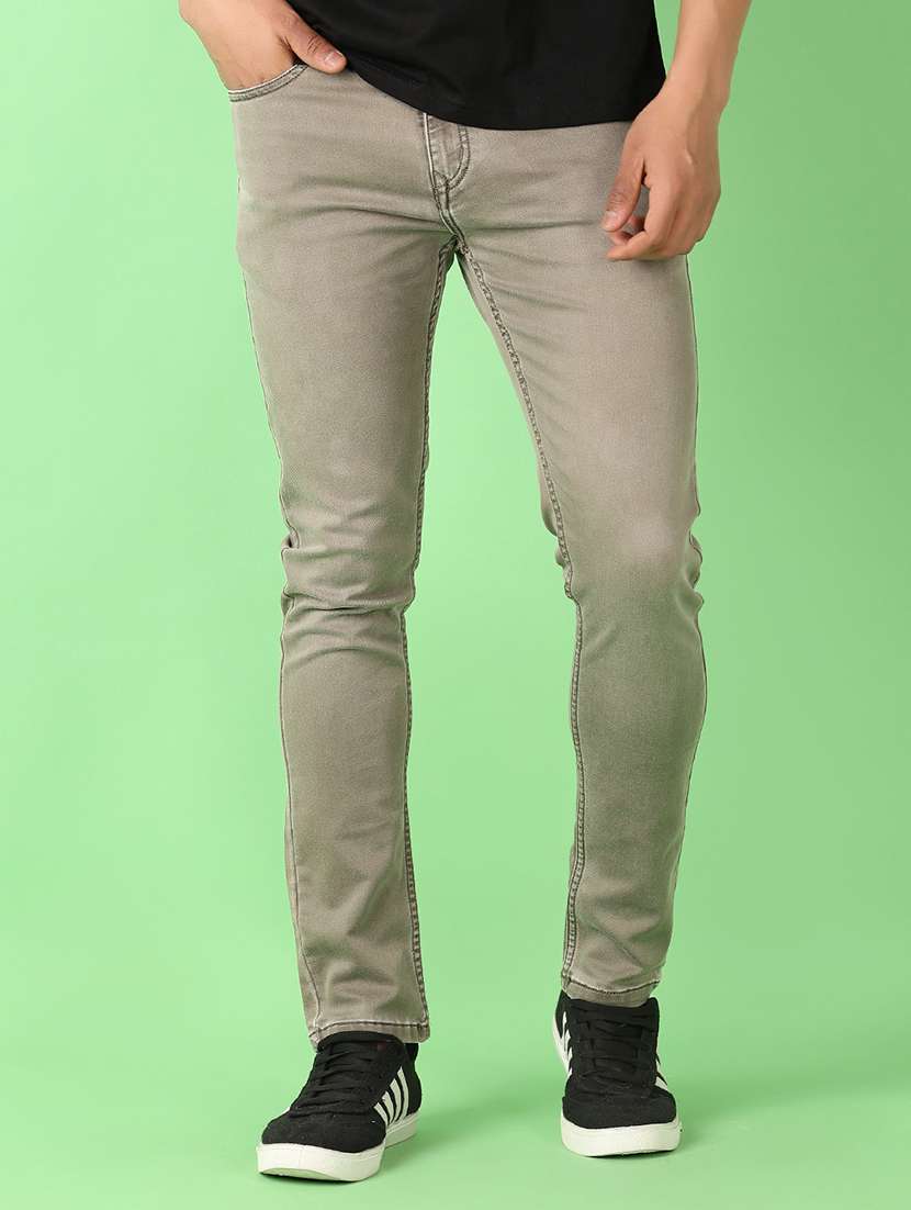 men plain mid rise denim jean - 21529915 -  Standard Image - 1