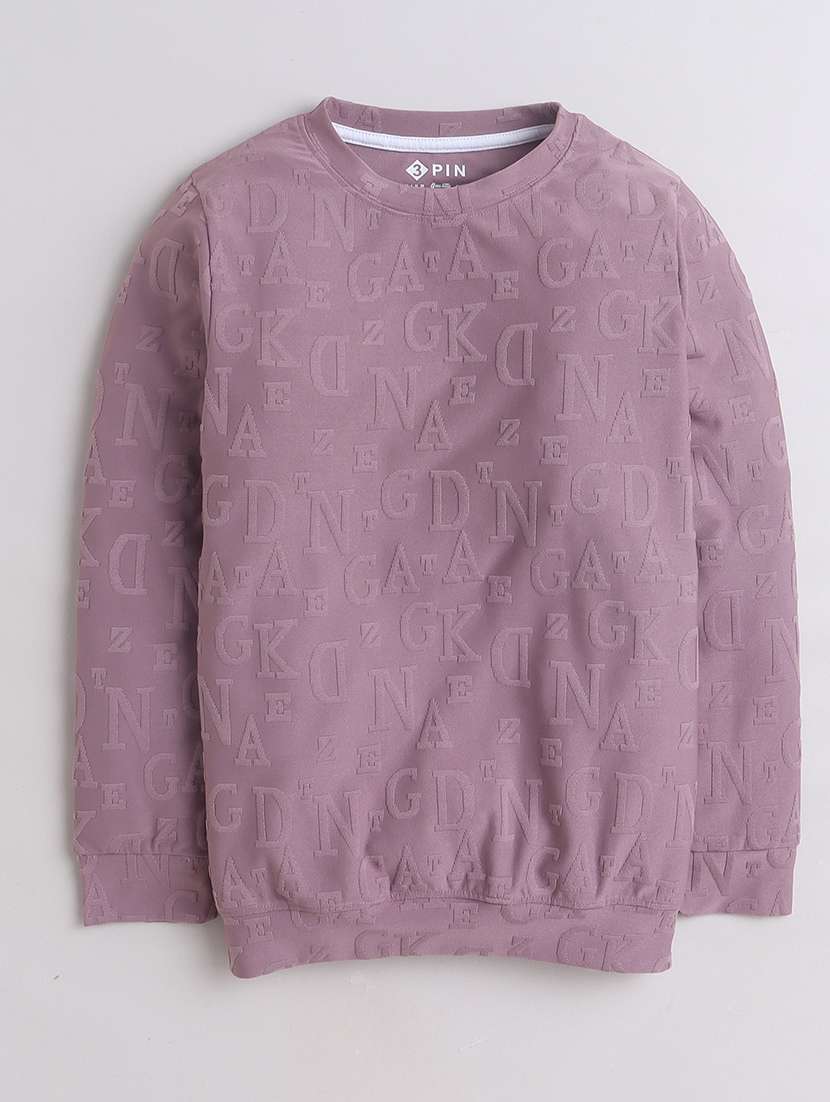 boys mauve typographic crew neck sweatshirt - 21529975 -  Standard Image - 1