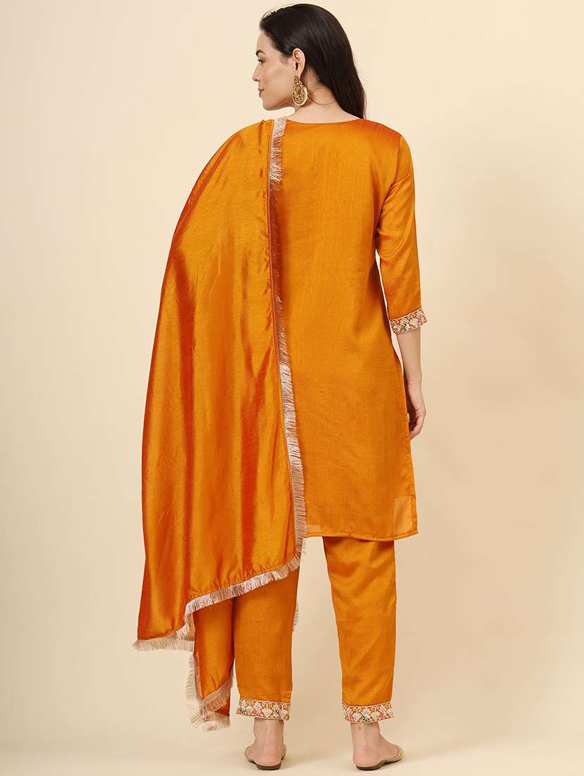 women round neck kurta pant set with dupatta - 21530066 - Standard Image - 4