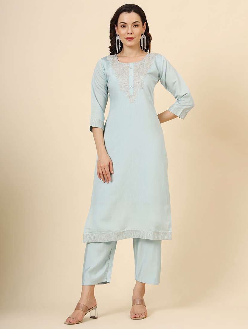 women round neck kurta pant set with dupatta - 21530087 -  Standard Image - 1