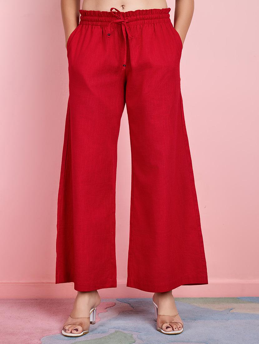 women solid mid rise wide leg trouser - 21530101 -  Zoom Image - 0