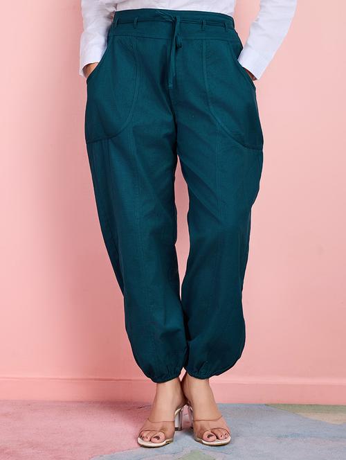 women solid high rise jogger - 21530103 - Standard Image - 0