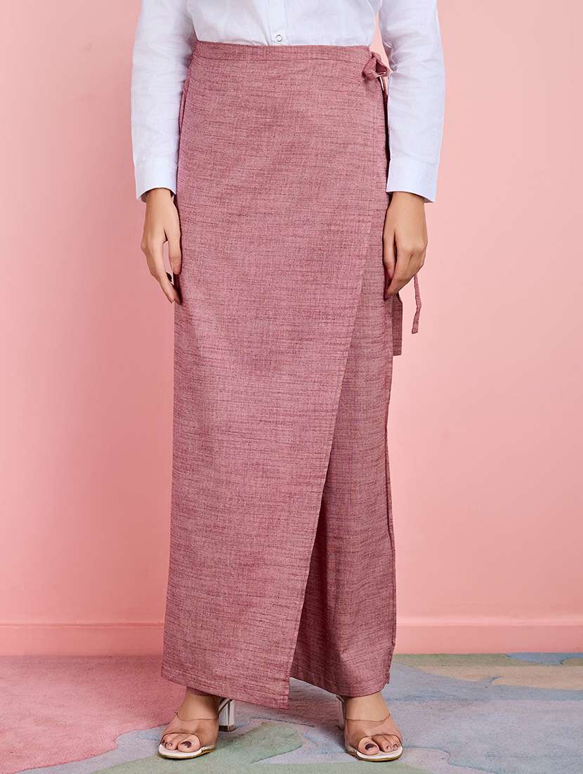women solid high rise layered wide leg trouser - 21530104 - Zoom Image - 0
