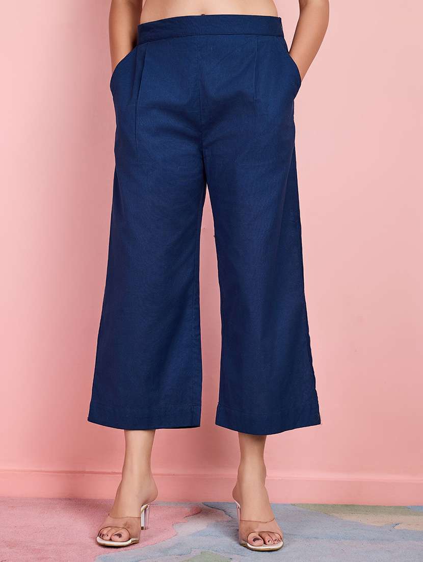 women solid high rise culotte