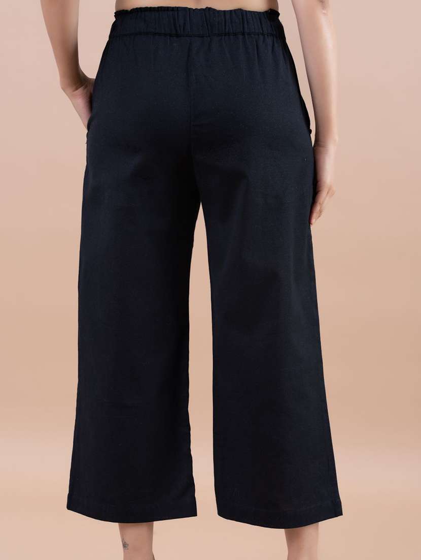 women solid mid rise culotte