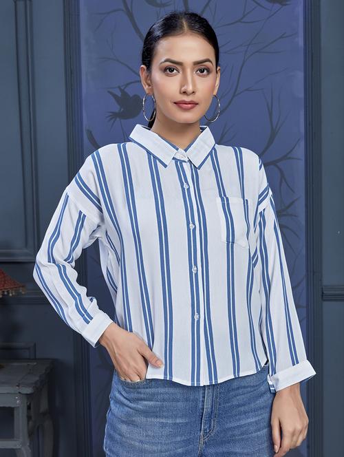 women white viscose regular shirt - 21530125 - Standard Image - 0