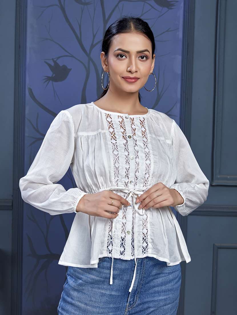 women white viscose peplum top