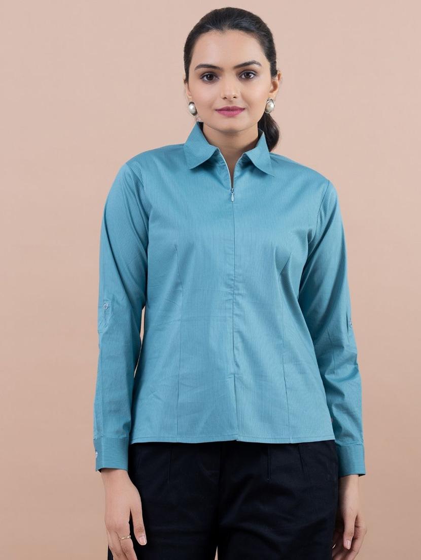 women blue cotton regular shirt - 21530132 -  Zoom Image - 0