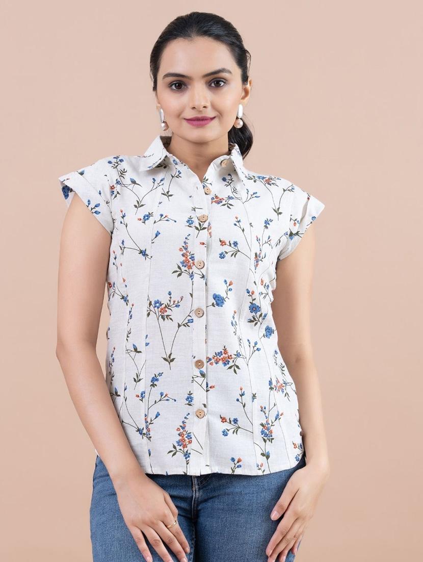 women white cotton regular shirt - 21530134 - Zoom Image - 0