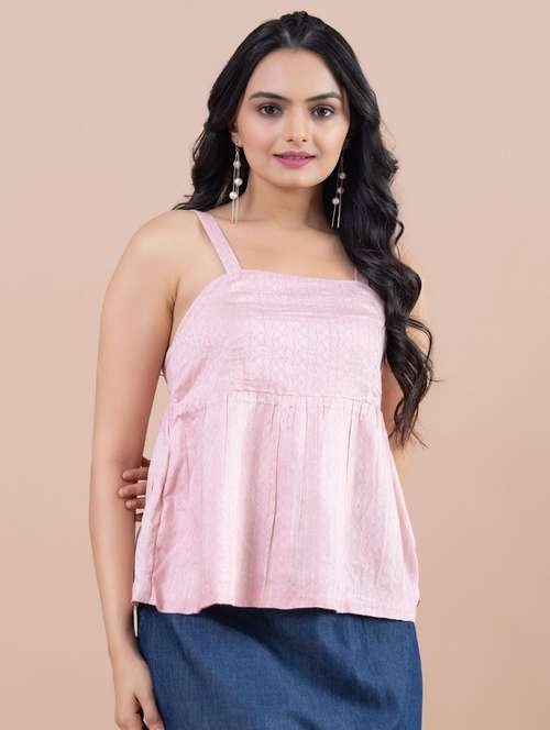 women pink viscose a-line top - 21530138 -  Standard Image - 0