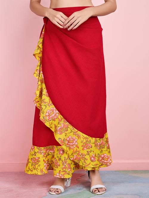 women red cotton wrap around skirt - 21530176 -  Standard Image - 0