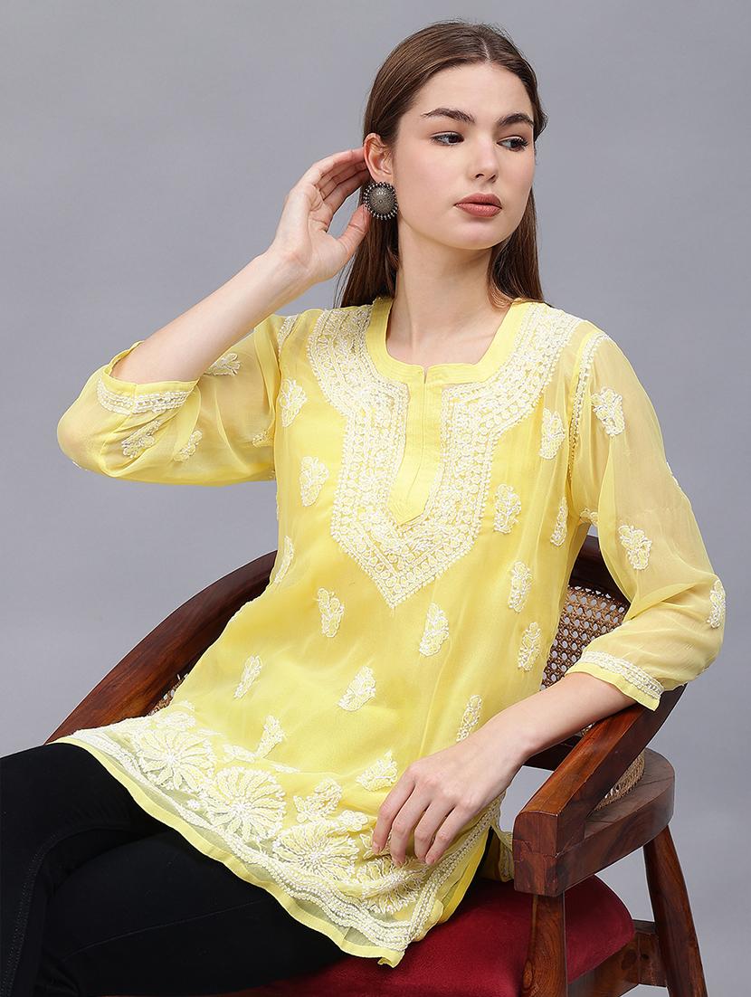 women chikankari straight kurti - 21530187 - Standard Image - 4