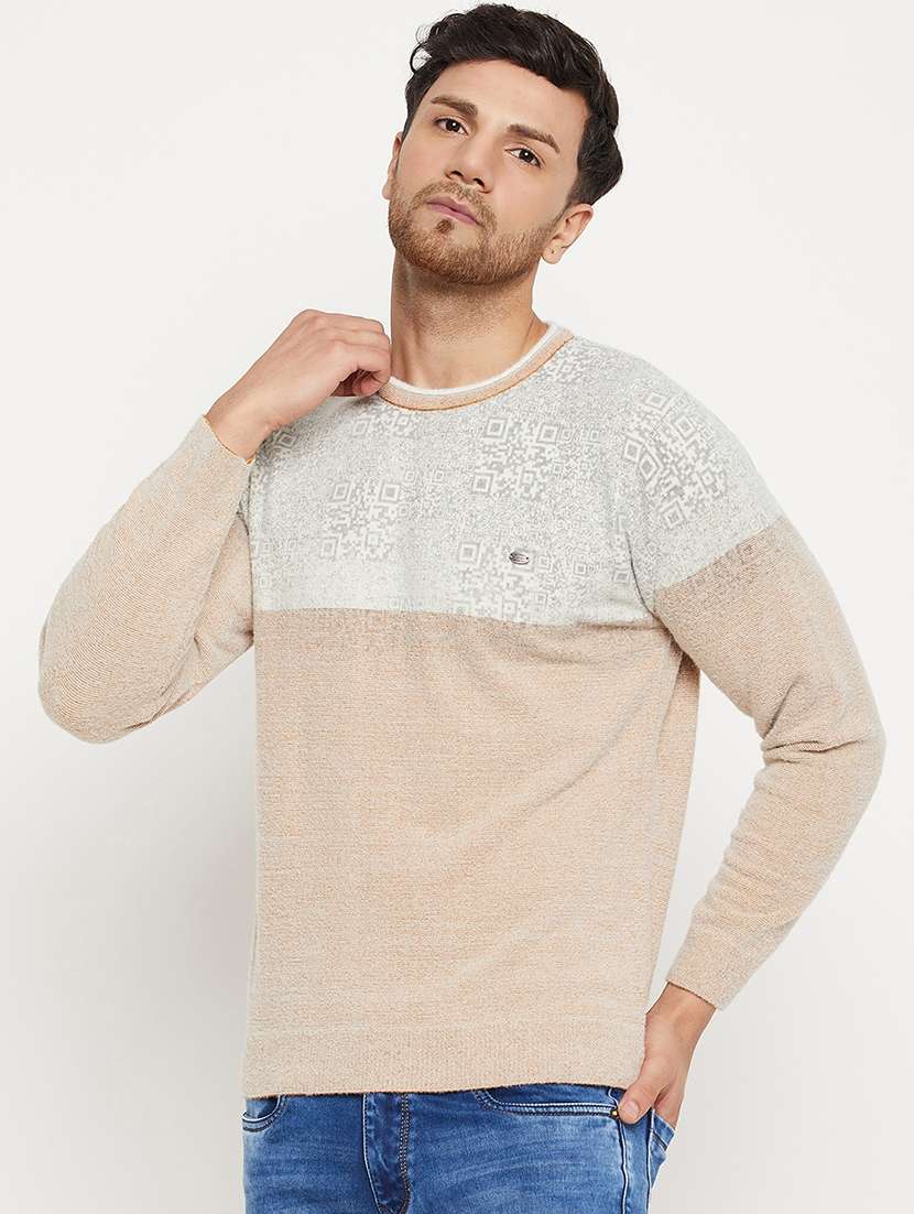 men color block long sleeve pullover - 21530264 -  Standard Image - 1