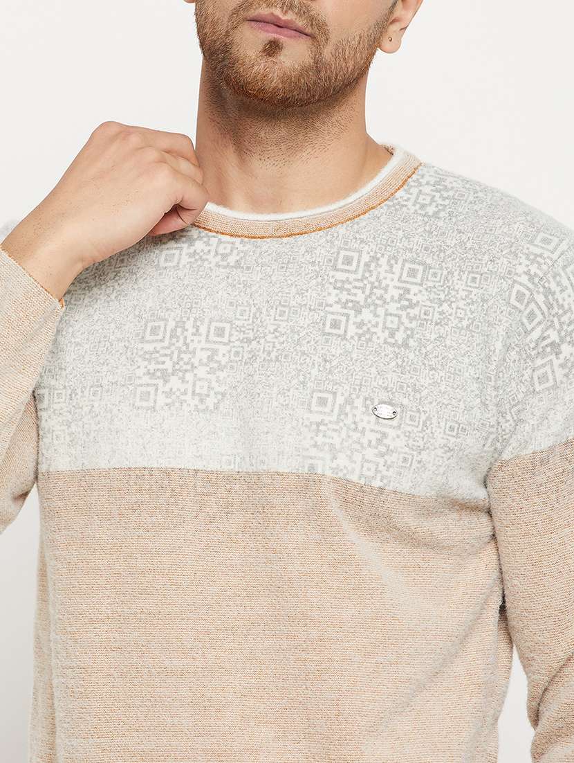 men color block long sleeve pullover - 21530264 -  Standard Image - 4