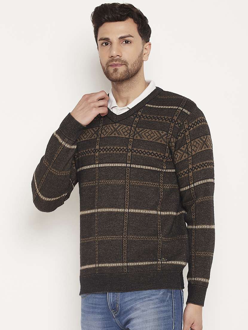 men self design long sleeve pullover sweater - 21530294 -  Standard Image - 1