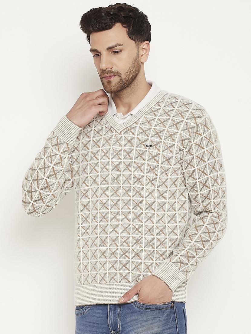 men self design long sleeve pullover sweater - 21530300 - Standard Image - 1