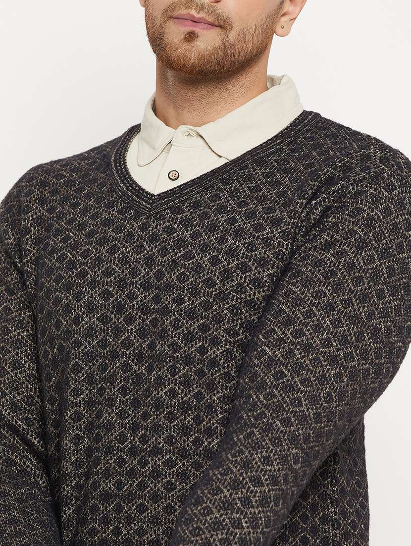 men self design long sleeve pullover sweater - 21530302 -  Standard Image - 4