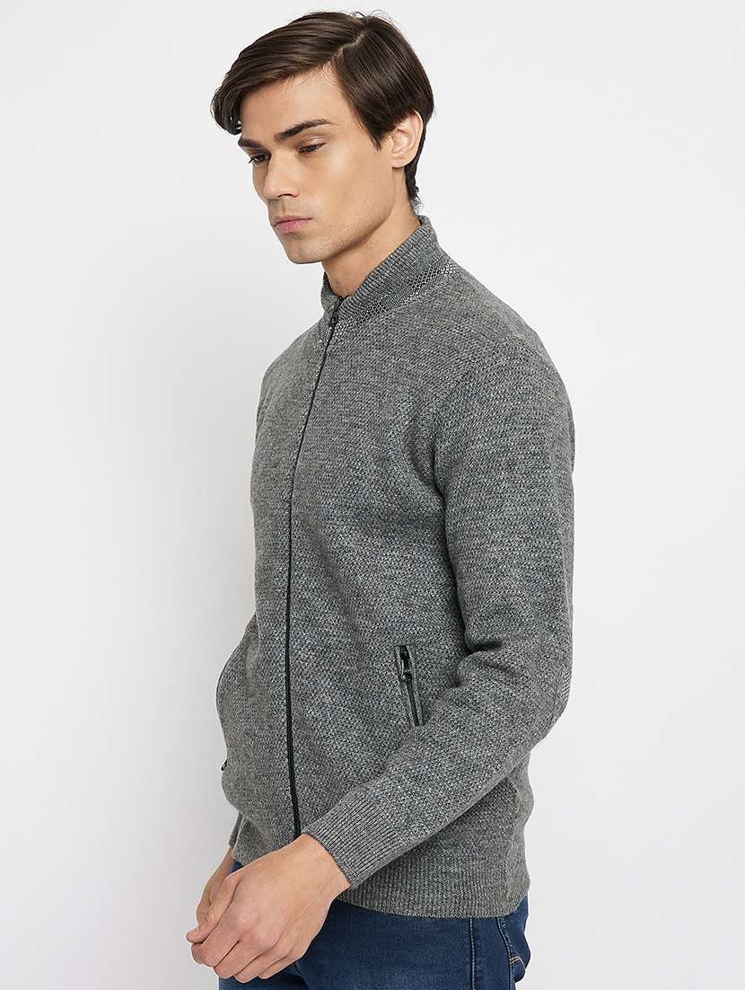 men self design long sleeve cardigan sweater - 21530314 -  Standard Image - 1