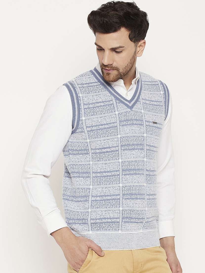 men self design sleeveless pullover sweater - 21530322 -  Standard Image - 1