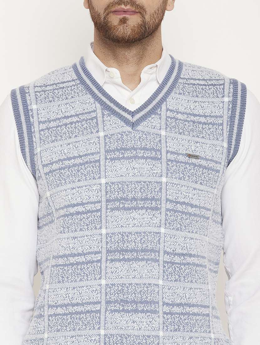 men self design sleeveless pullover sweater - 21530322 -  Standard Image - 4