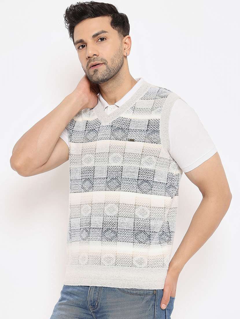 men self design sleeveless pullover sweater - 21530323 -  Standard Image - 1