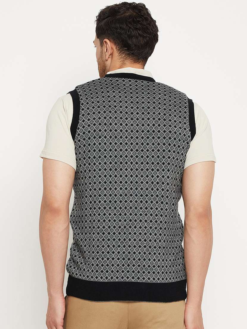 men self design sleeveless pullover sweater - 21530333 -  Standard Image - 1