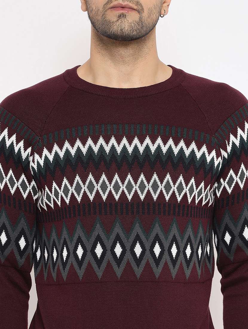 men chevron long sleeve pullover sweater - 21530340 -  Standard Image - 4