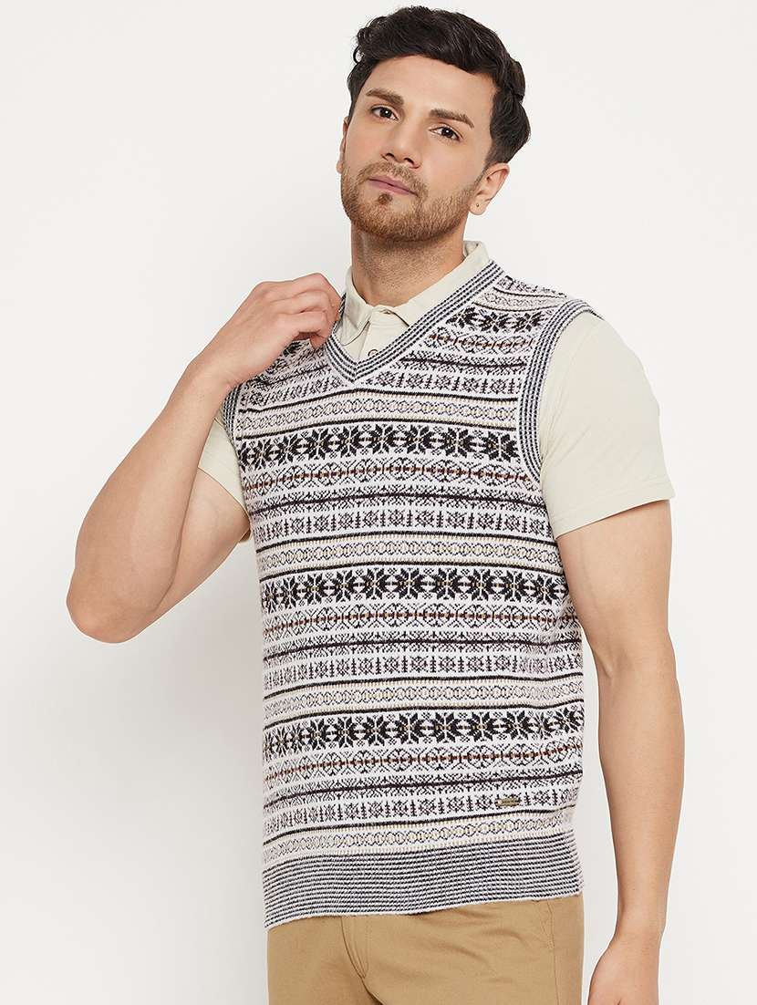 men self design sleeveless pullover sweater - 21530431 -  Standard Image - 1