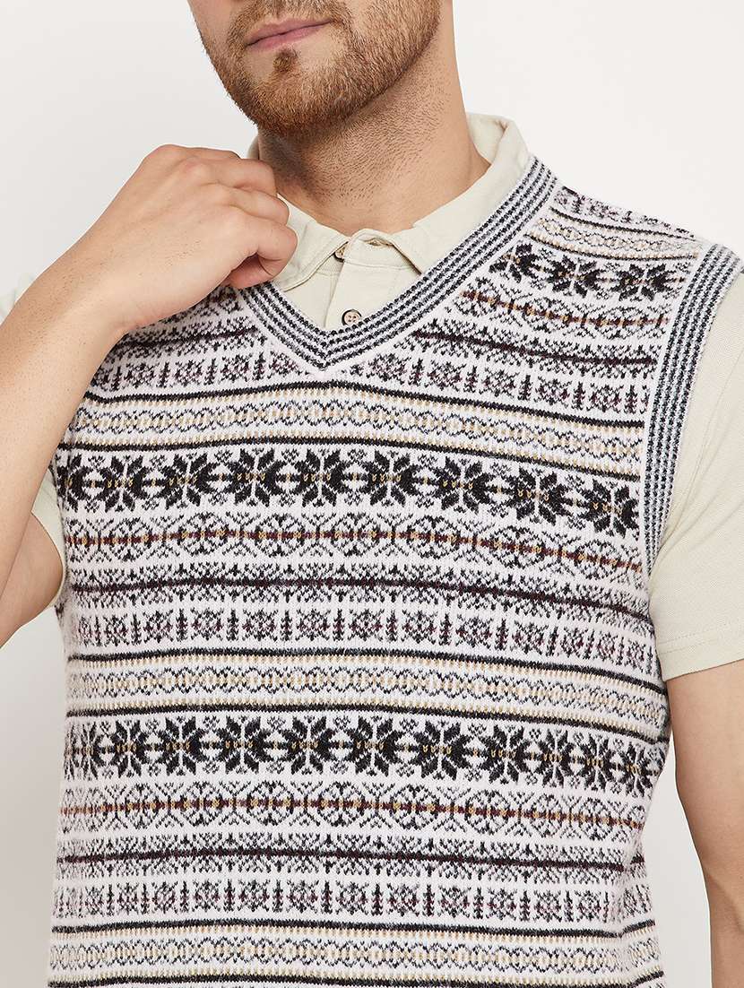 men self design sleeveless pullover sweater - 21530431 -  Standard Image - 4