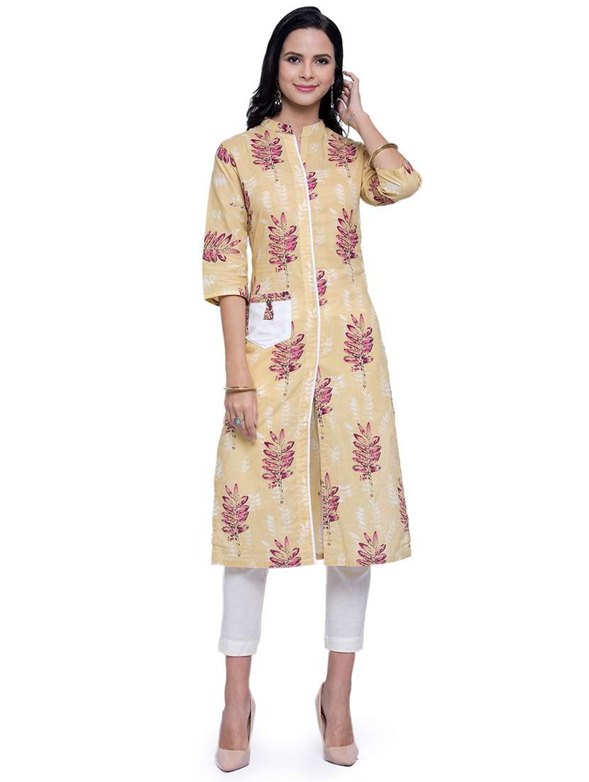 women printed mandarin neck straight kurta - 21530894 -  Standard Image - 1
