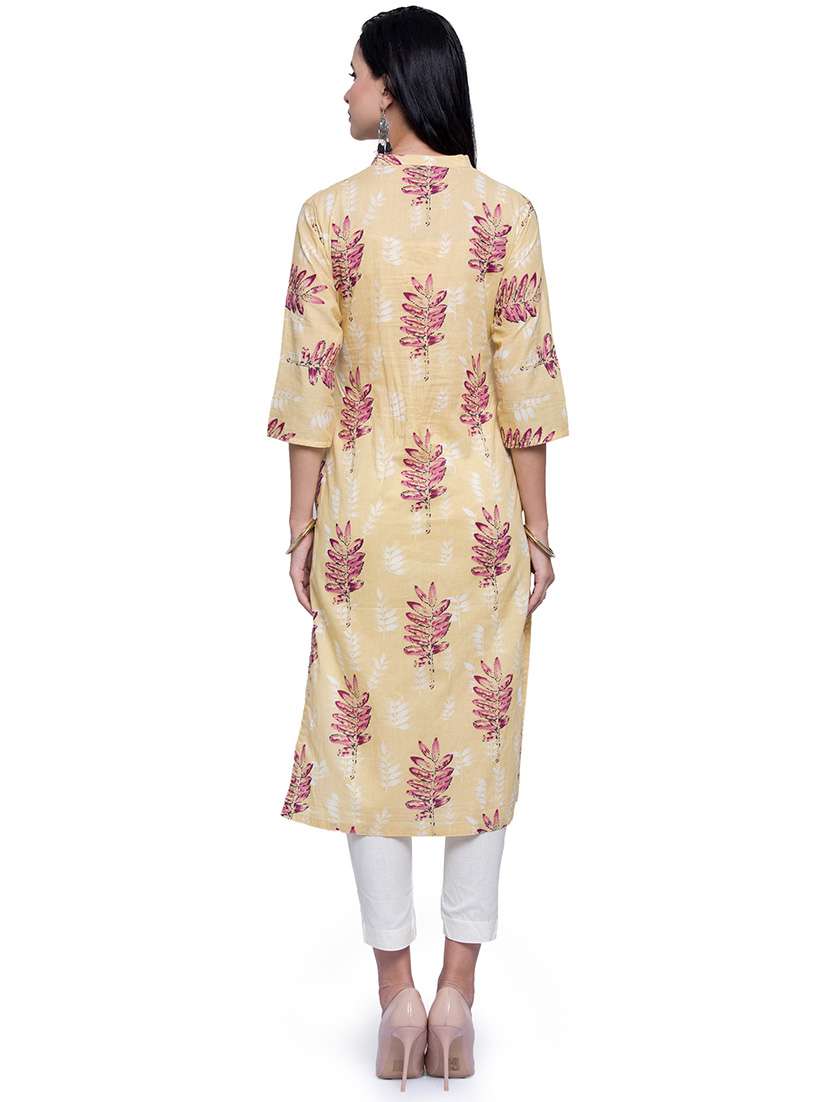 women printed mandarin neck straight kurta - 21530894 -  Standard Image - 4