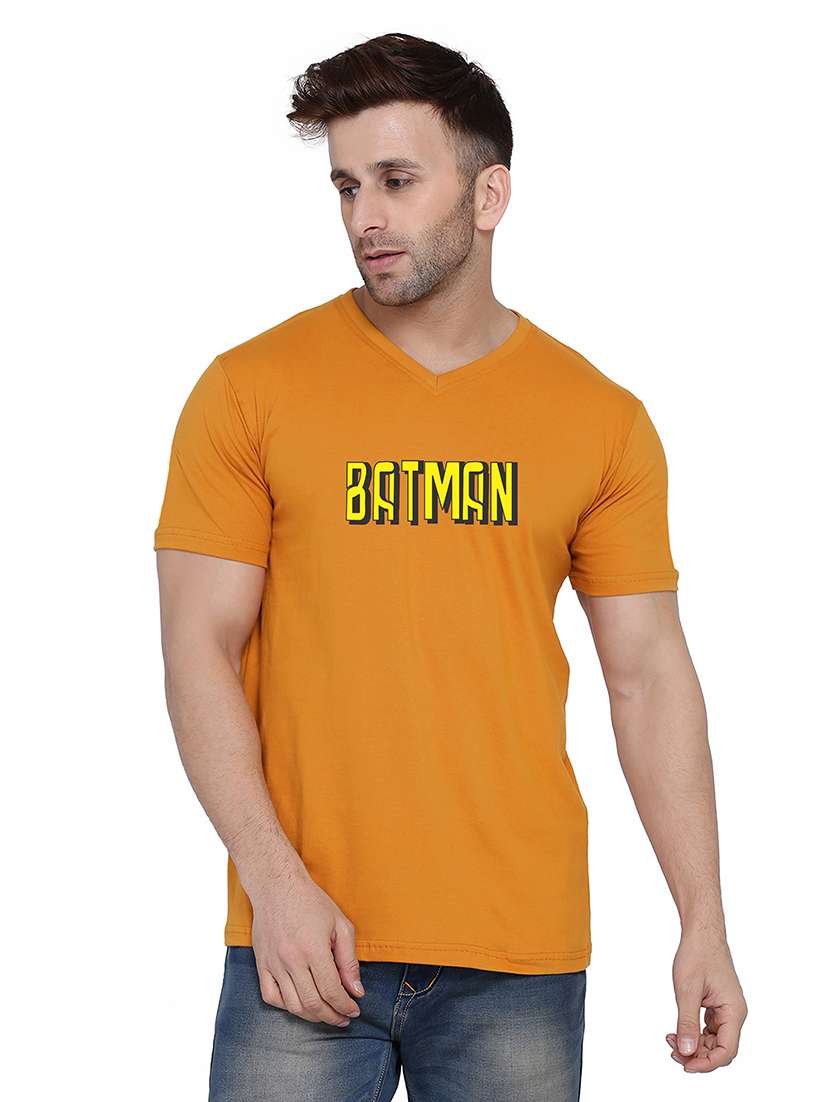 men v-neck chest print t-shirt